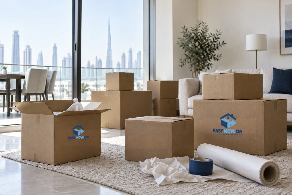 Printed kraft cartons and protective packing materials
